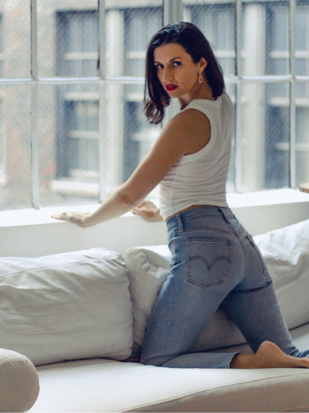 Levi's Wedgie Medium to Light Wash Blue Jeans High Waisted